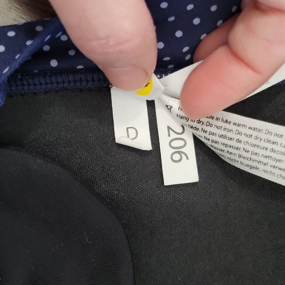 Azura Two Piece Halter Top Bikini BathingSuit Halter Tie Neck Navy Polka Dot Mix - Picture 9 of 13